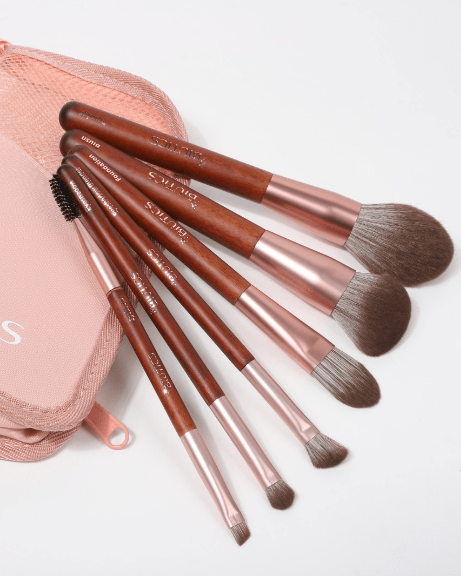 6-teiliges Make-up Pinselset – Profi Qualität Rosé Gold - Tool von BIUTICS bei Beautystore Schweiz