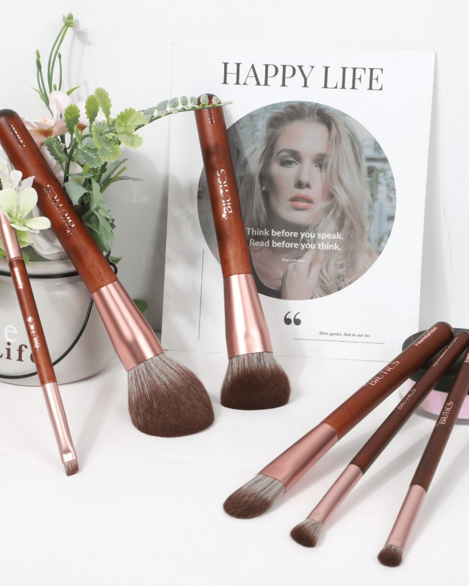 6-teiliges Make-up Pinselset – Profi Qualität Rosé Gold - Tool von BIUTICS bei Beautystore Schweiz