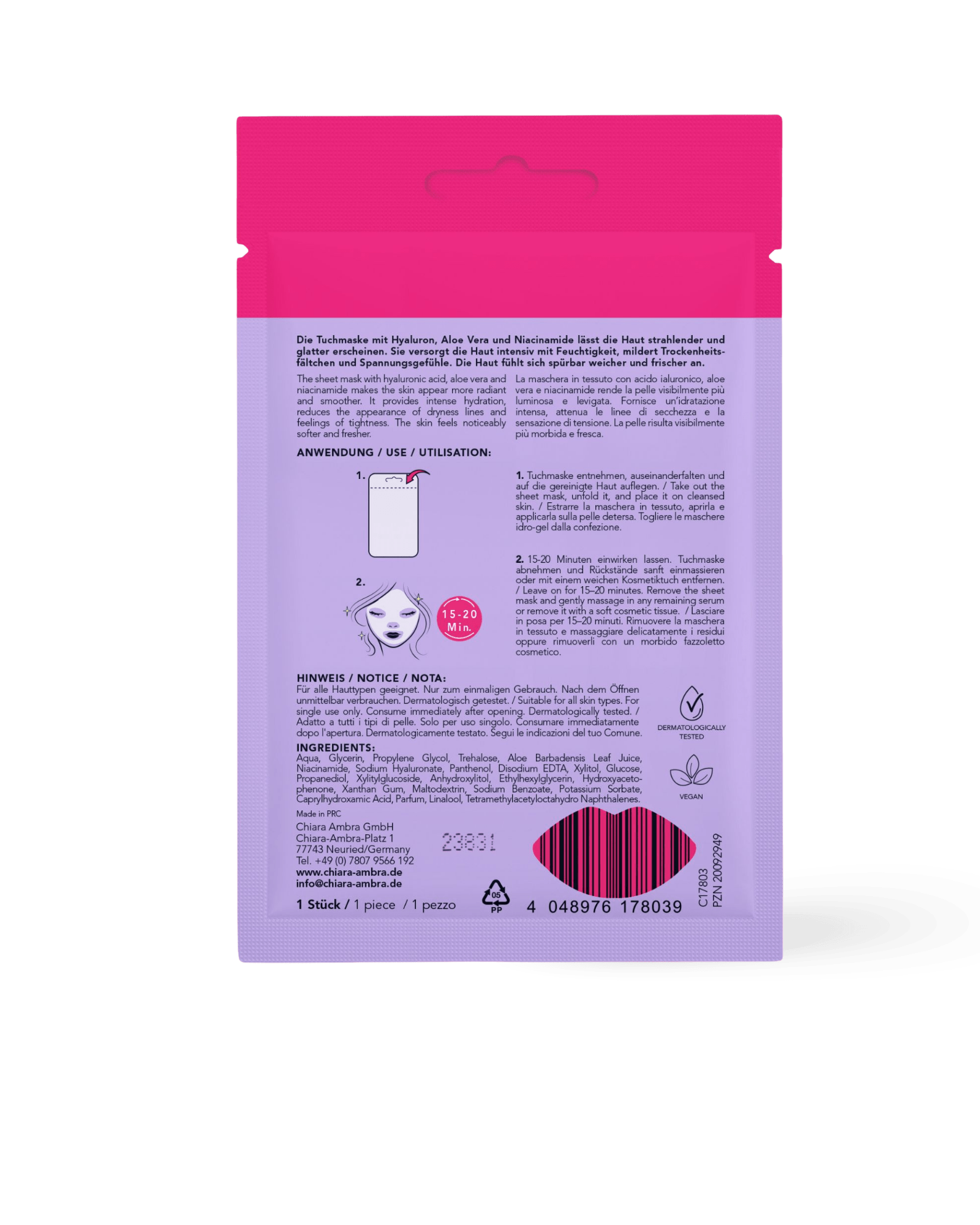 Shine Bright Tuchmaske - Gesichtspflege von Chiara Ambra bei Beautystore Schweiz