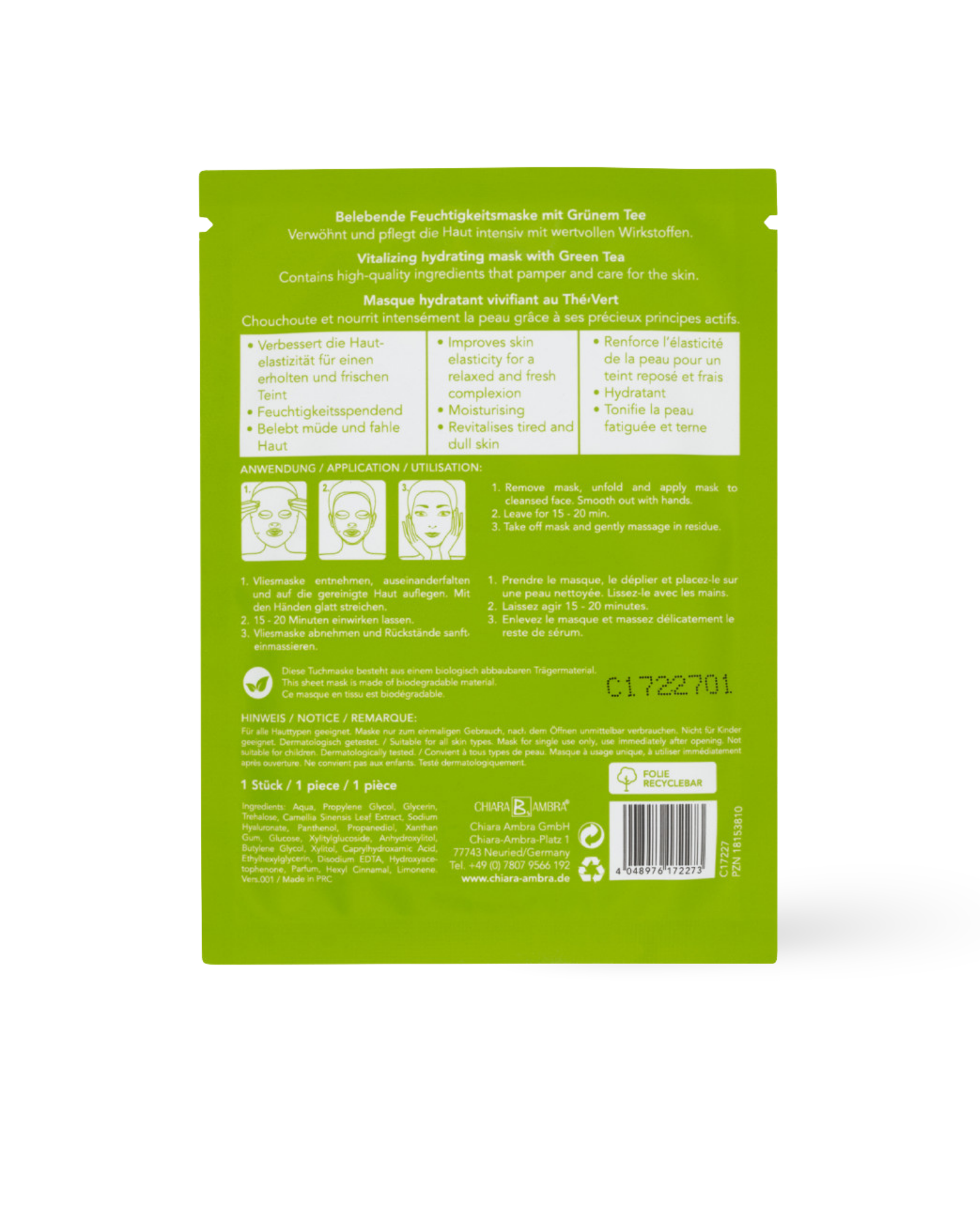 Tuchmaske Grüner Tee