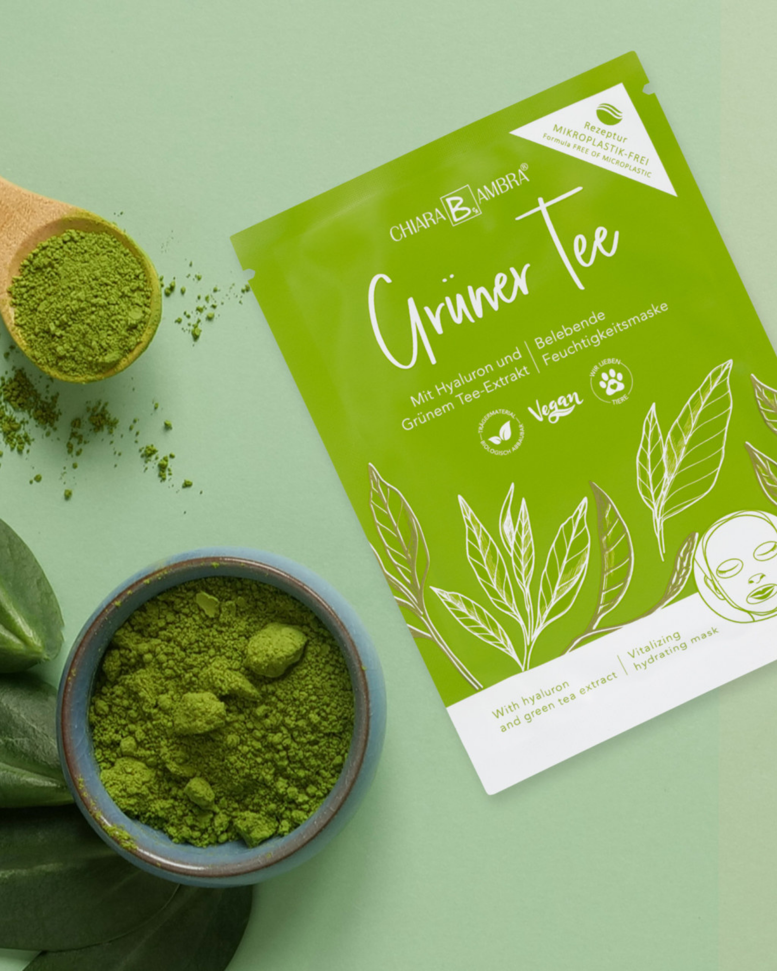 Tuchmaske Grüner Tee