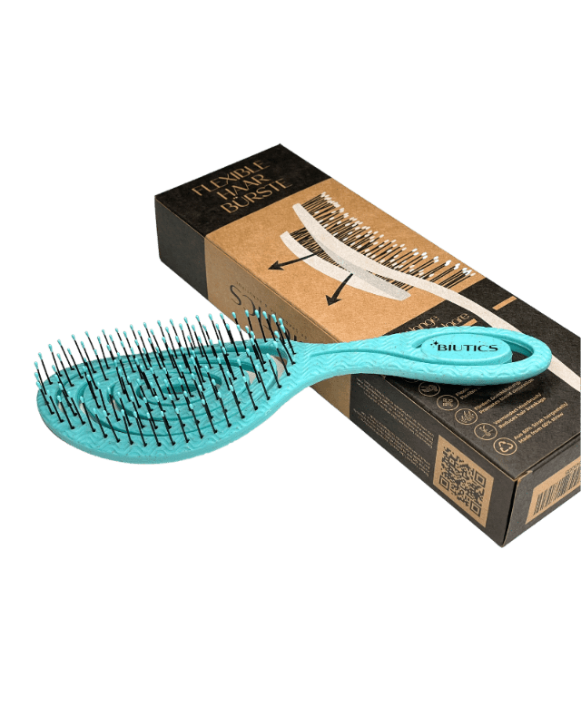 3D Haarbürste mit flexiblem Bürstenkopf – türkis - Tool von BIUTICS bei Beautystore Schweiz